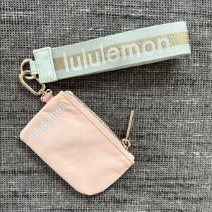 Lululemon Pink Pouch with Gold and Cream Strap